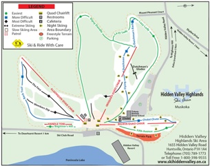 Горнолыжный курорт Hidden Valley Highlands Ski Area: схема склонов