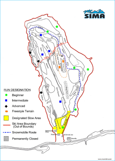 Горнолыжный курорт Mount Sima: схема склонов