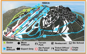 Горнолыжный курорт Mt. Timothy: схема склонов