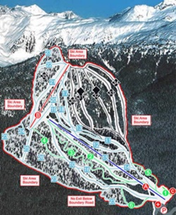 Горнолыжный курорт Shames Mountain: схема склонов