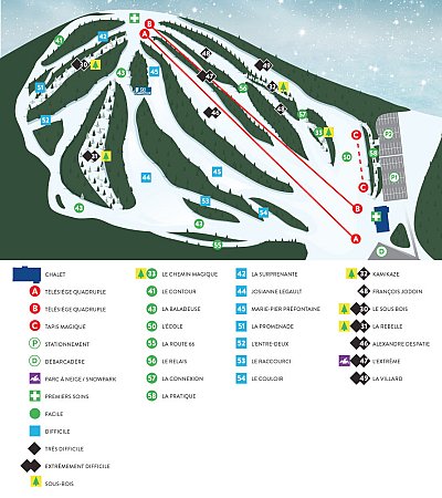 Горнолыжный курорт Ski Chantecler: схема склонов