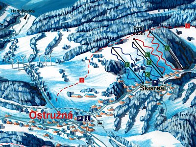Горнолыжный курорт Ostruzna: схема склонов