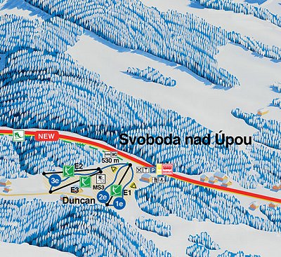 Горнолыжный курорт Svoboda nad Upou - Cerna Hora: схема склонов