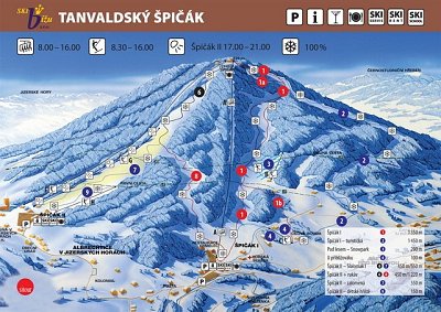 Горнолыжный курорт Tanvaldsky Spicak: схема склонов