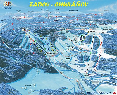 Горнолыжный курорт Zadov: схема склонов