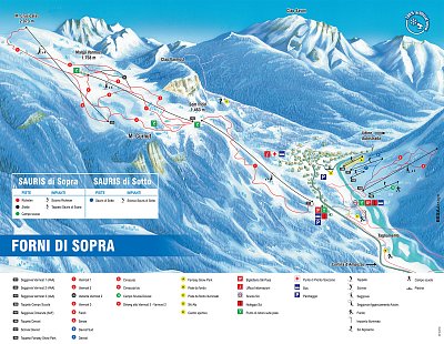 Горнолыжный курорт Forni di Sopra: схема склонов