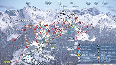 Горнолыжный курорт Pila-Aostatal: схема склонов