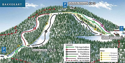 Горнолыжный курорт Oslo Skisenter - Grefsenkollen: схема склонов