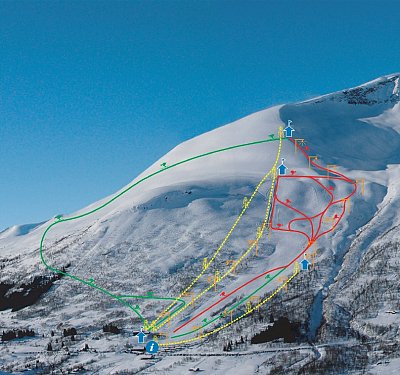 Горнолыжный курорт Stordal Alpinsenter: схема склонов