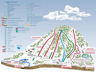 Горнолыжный курорт Солнечная долина: схема склонов