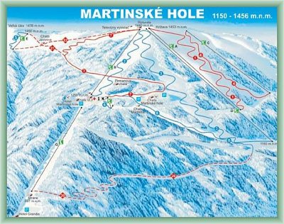 Горнолыжный курорт Martinske Hole: схема склонов