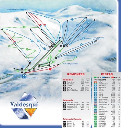 Горнолыжный курорт Valdesqui: схема склонов