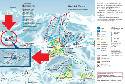 Горнолыжный курорт St. Cergue - La Dole: схема склонов