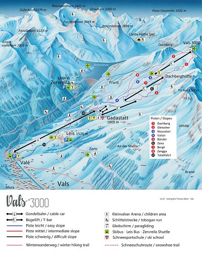 Горнолыжный курорт Vals: схема склонов