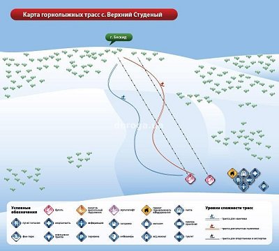 Горнолыжный курорт Верхний Студеный - Бескид: схема склонов