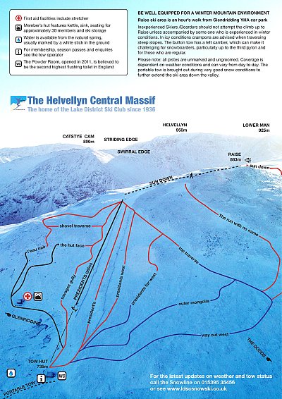 Горнолыжный курорт Lake District Ski Club – Raise: схема склонов