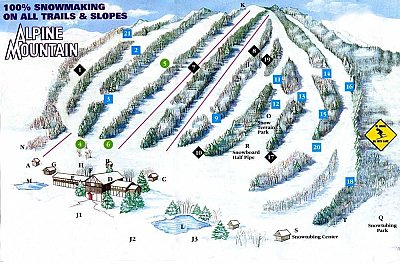 Горнолыжный курорт Alpine Mountain: схема склонов