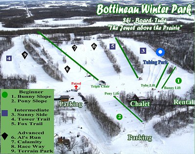 Горнолыжный курорт Bottineau: схема склонов