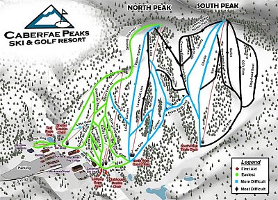 Горнолыжный курорт Caberfae Peaks: схема склонов