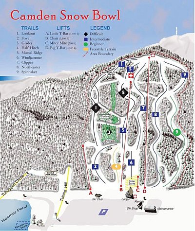 Горнолыжный курорт Camden Snow Bowl: схема склонов