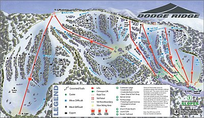 Горнолыжный курорт Dodge Ridge: схема склонов