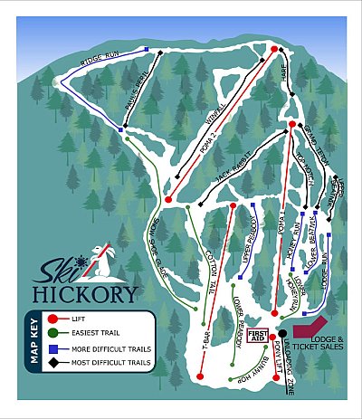 Горнолыжный курорт Hickory Hills: схема склонов