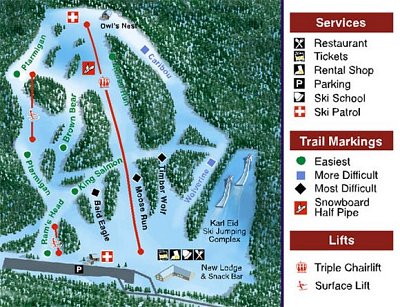 Горнолыжный курорт Hilltop Ski Area: схема склонов