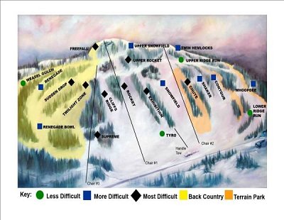 Горнолыжный курорт Marquette Mountain: схема склонов