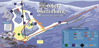 Горнолыжный курорт Ober Gatlinburg: схема склонов