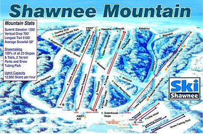 Горнолыжный курорт Shawnee Mountain: схема склонов