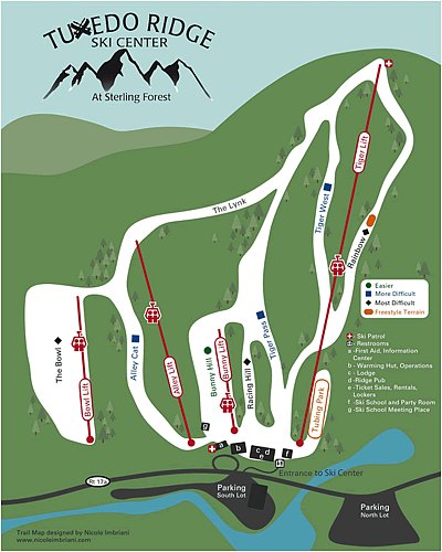 Горнолыжный курорт Tuxedo Ridge: схема склонов