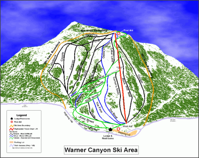 Горнолыжный курорт Warner Canyon: схема склонов