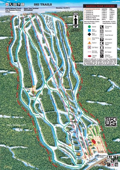 Sandia Peak: схема склонов