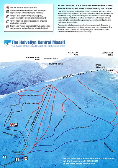 Lake District Ski Club – Raise: схема склонов