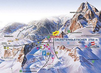 Ski resort Dachstein Glacier (Dachsteingletscher): схема склонов
