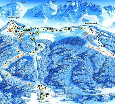 Ski resort Arnoldstein – Dreiländereck: схема склонов