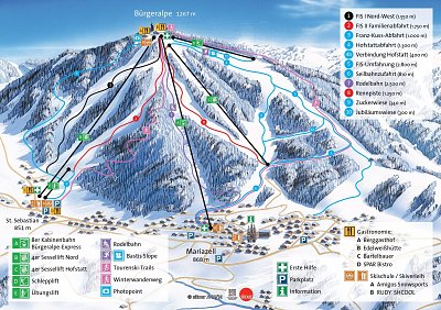 Ski resort Bürgeralpe – Mariazell: схема склонов