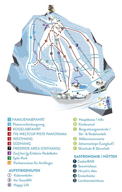 Горнолыжный курорт Zauberg Semmering Hirschenkogel: схема склонов