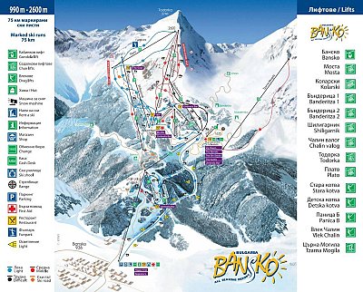 Ski resort Bansko: схема склонов