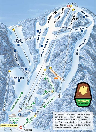 Sugar Mountain: схема склонов