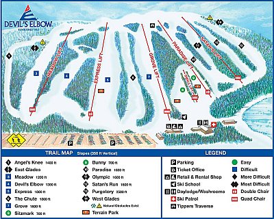 Ski resort Devil's Elbow: схема склонов