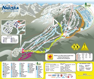 Горнолыжный курорт Ski Nakiska: схема склонов