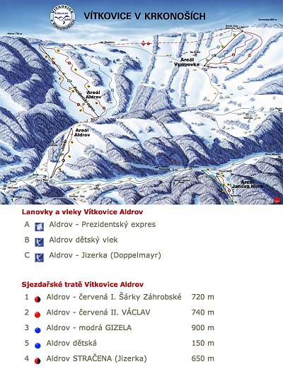 Горнолыжный курорт Aldrov: схема склонов