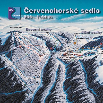 Горнолыжный курорт Cervenohorske Sedio-Sumperk: схема склонов