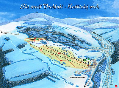 Горнолыжный курорт Vrchlabi-Knezicky Vrch: схема склонов