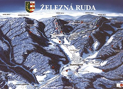 Горнолыжный курорт Zelezna Ruda-Spicak: схема склонов