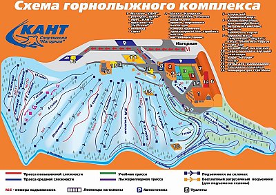 Горнолыжный комплекс Кант (Нагорная): схема склонов