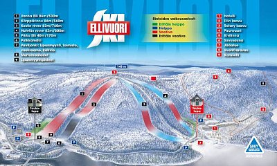 Ski resort Ellivuori: схема склонов