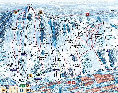 Ski resort Paljakka: схема склонов