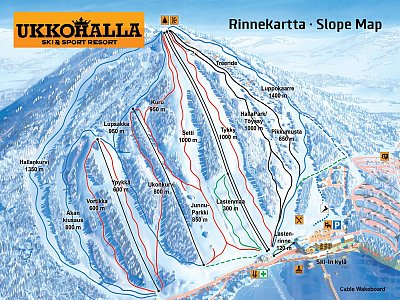 Ski resort Ukkohalla: схема склонов
